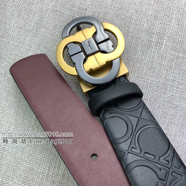菲拉格慕男士皮帶 Ferragamo雙面牛皮紋理腰帶  jjp1926